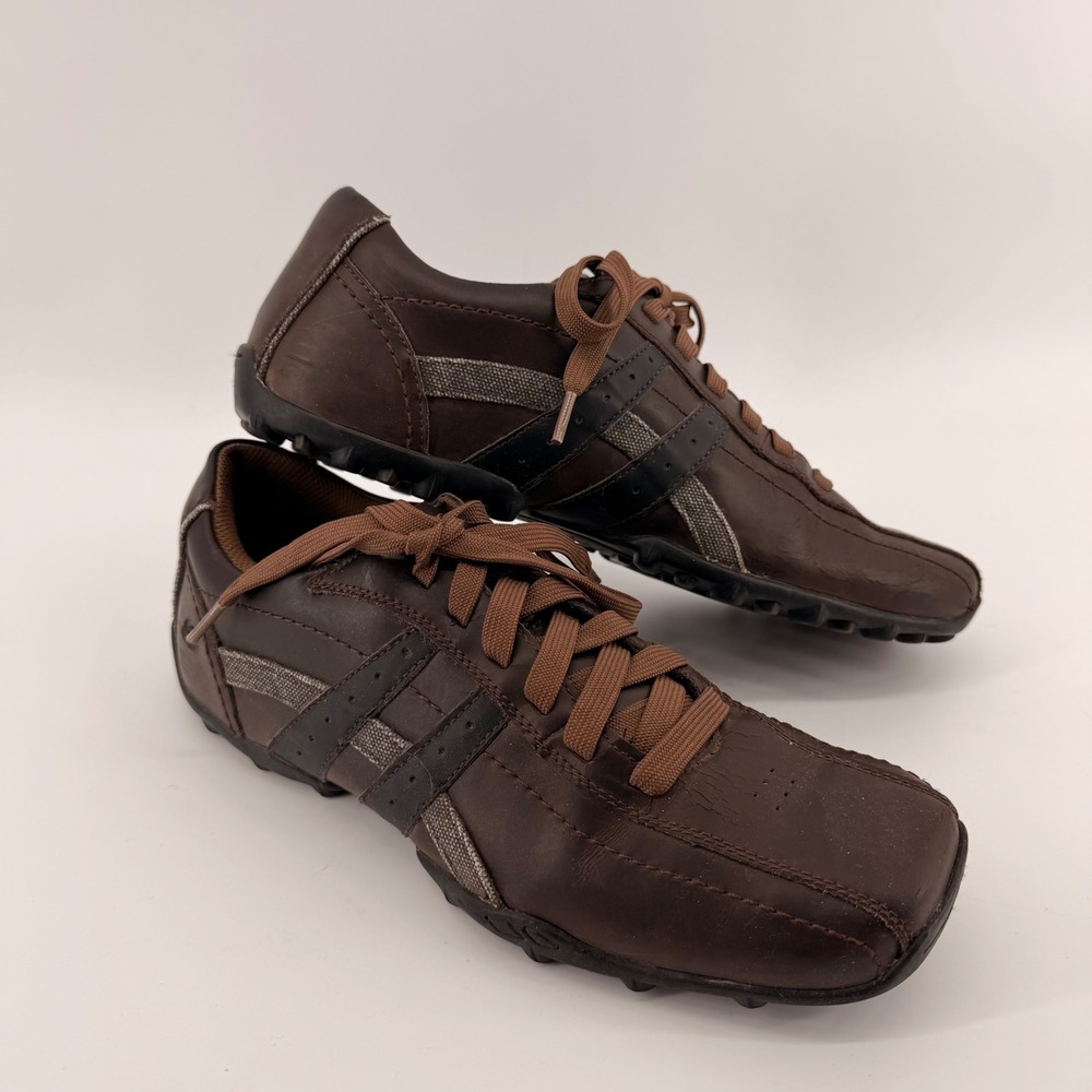 Skechers Sneakers Mens 11 Brown 63384 Relaxed Step Leather Sporty Square Toe